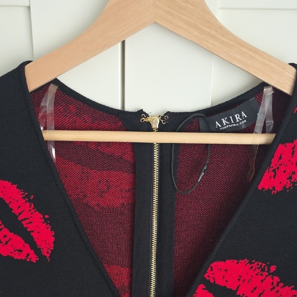 AKIRA Black Dress with Red Lip Prints - Picture 4 of 6